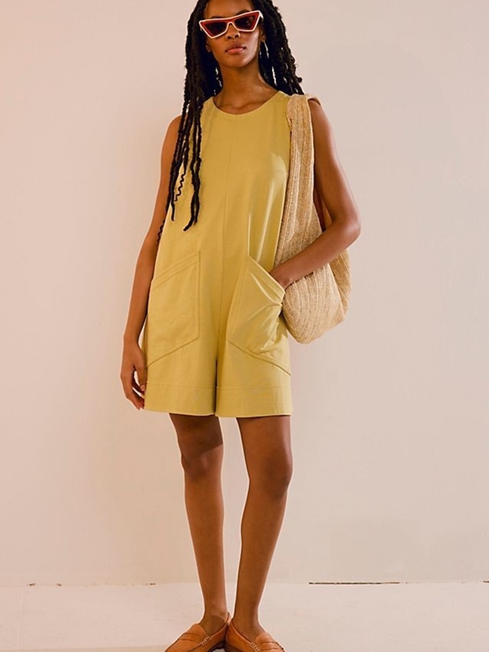 Free People Mustard Yellow Sleeveless Romper